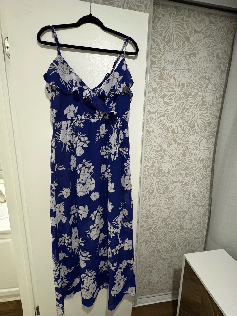 Japna Blue Maxi Dress with White Floral Print